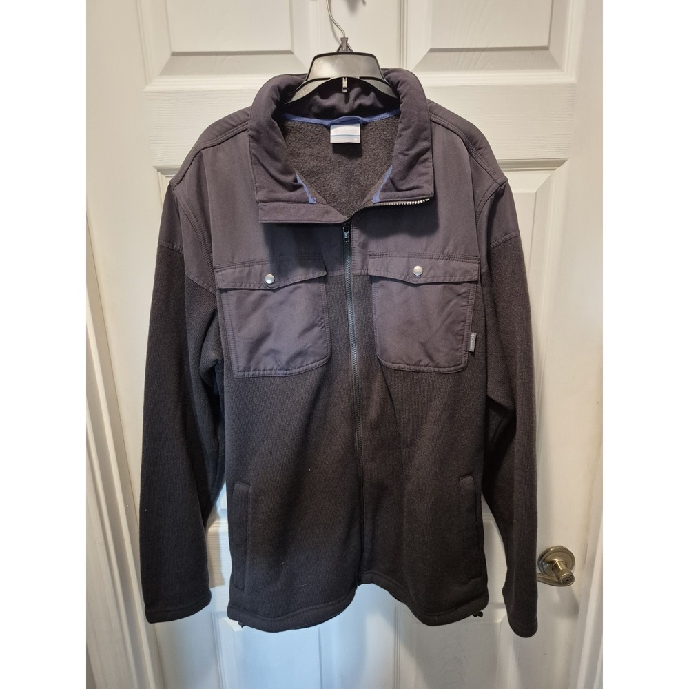 Columbia Benton Springs Overlay Fleece Jacket Mens XL Black AM6365 Zip Up